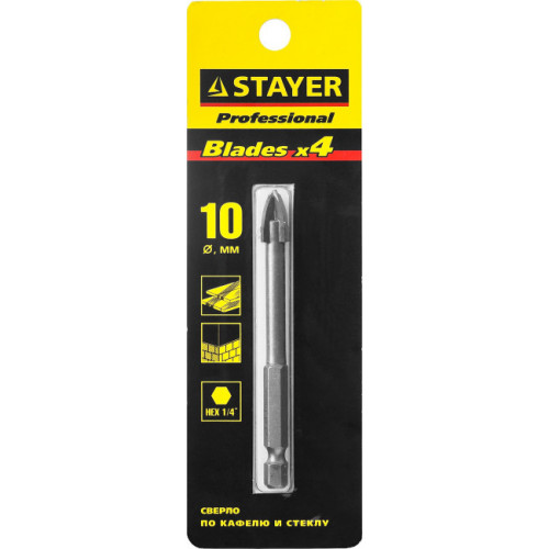 Сверло по стеклу и кафелю  PROFESSIONAL  10мм // STAYER  2985-10_z01