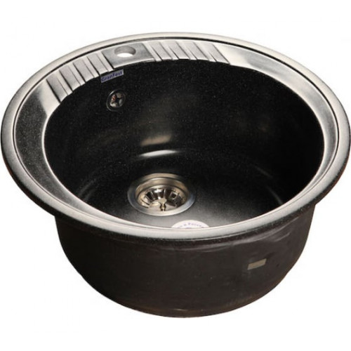 Мойка комп.Granfest Rondo GF-R-520 Черная круглая (d520) с сифоном