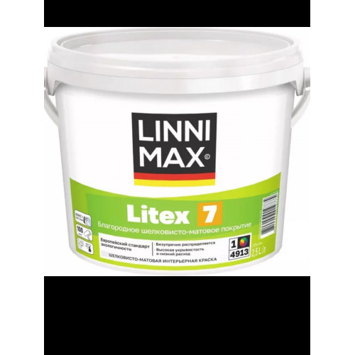 Краска в/дисперсионная д/внутренних работ LINNIMAX Litex7, База 1, 9л